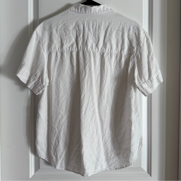 Women’s Abercrombie & Fitch White Linen Blend Button Down Shirt Size Medium - Picture 4 of 5
